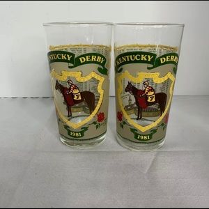 2-KENTUCKY DERBY GLASSES 1981 Official